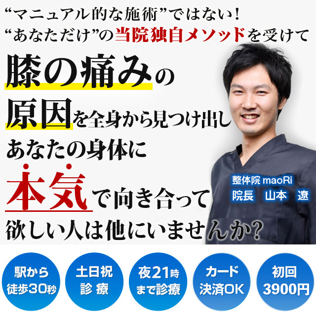 膝の痛み - 代々木上原・公園で【慢性腰痛】を根本から改善する腰痛整体院 maoRi -マオリ-